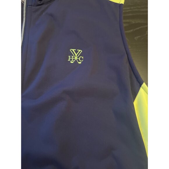 Peter Millar Mens Sleeveless Golf Vest Jacket L Navy & Yellow Polyester - Picture 4 of 5